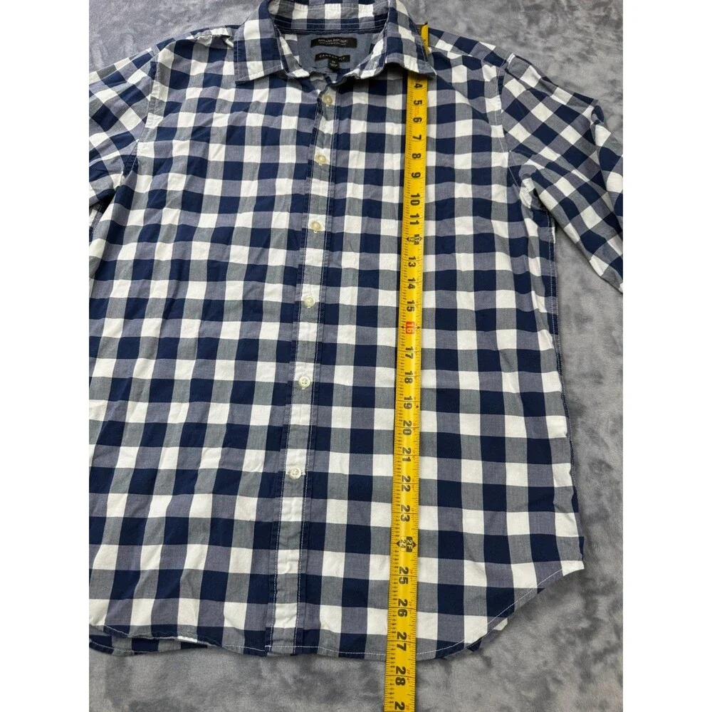 Banana Republic Custom 078 Wash Shirt Mens M Camden Fit Blue Check